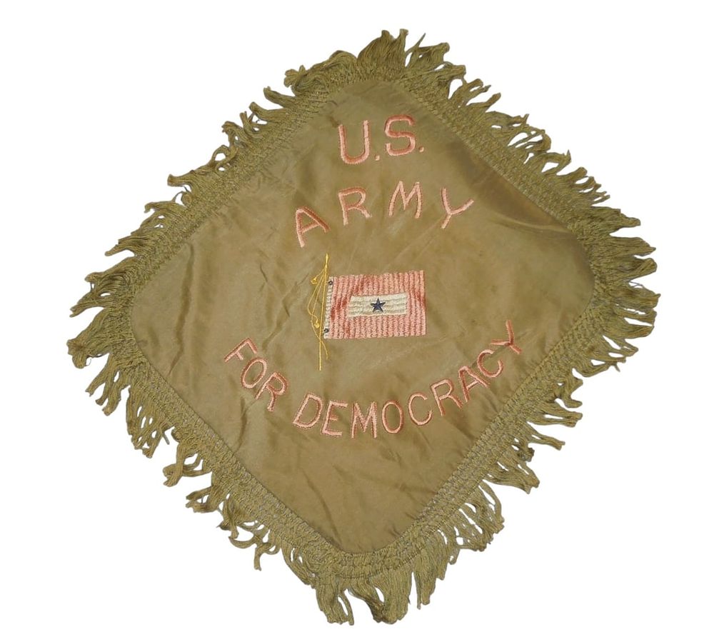 Lot 179: Original US Army WWI For Democracy Son in Service Sweetheart Pillow Cover