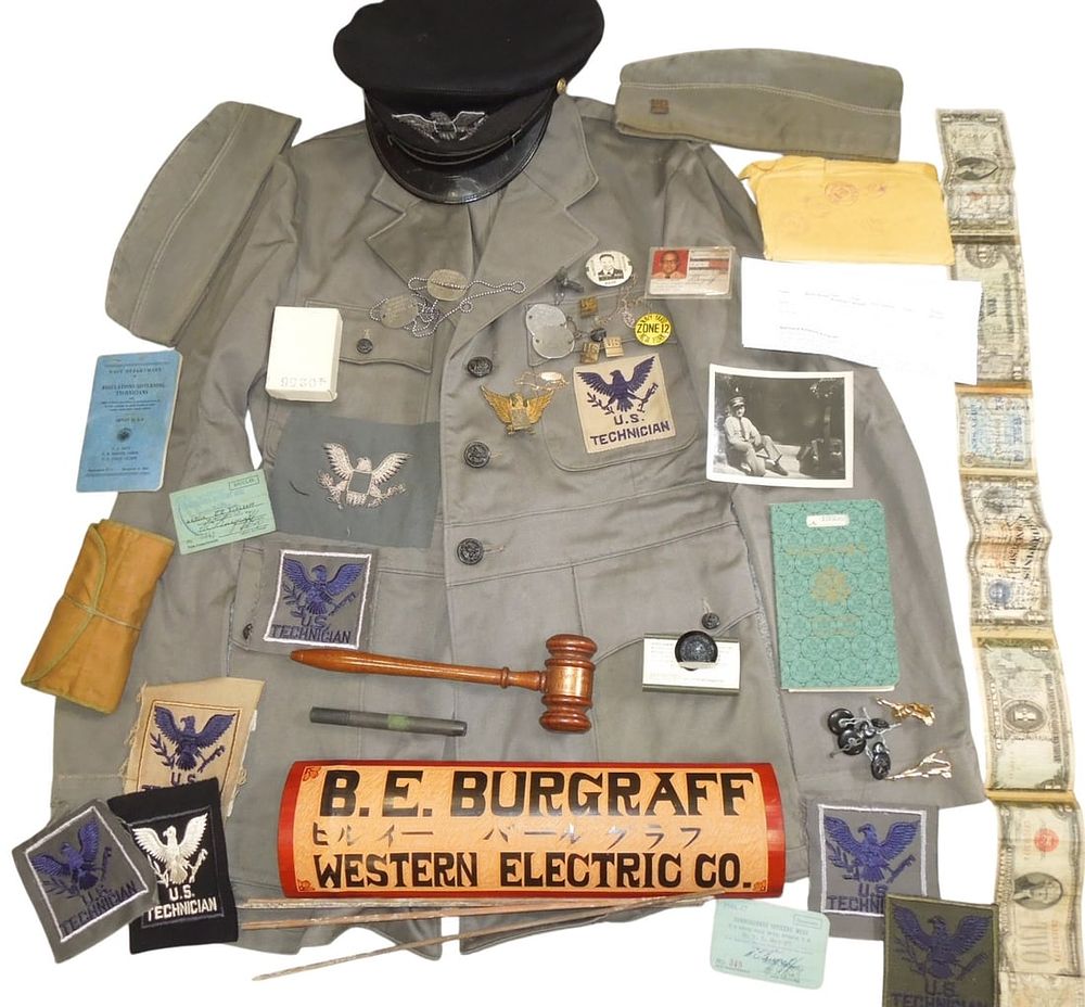 Lot 199: WWII US Military Civilian Technician Western Electric Uniform Group