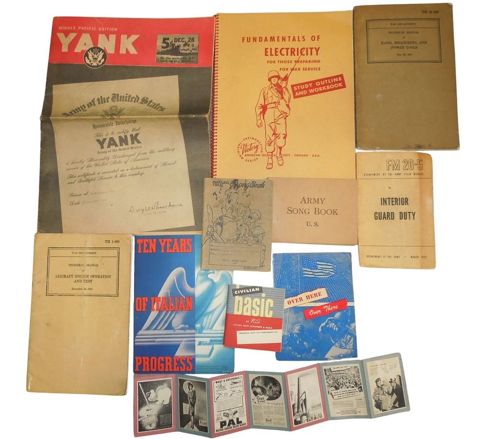 Lot 211: WWII US Military Books Field Manuals Yank Magazine Lot