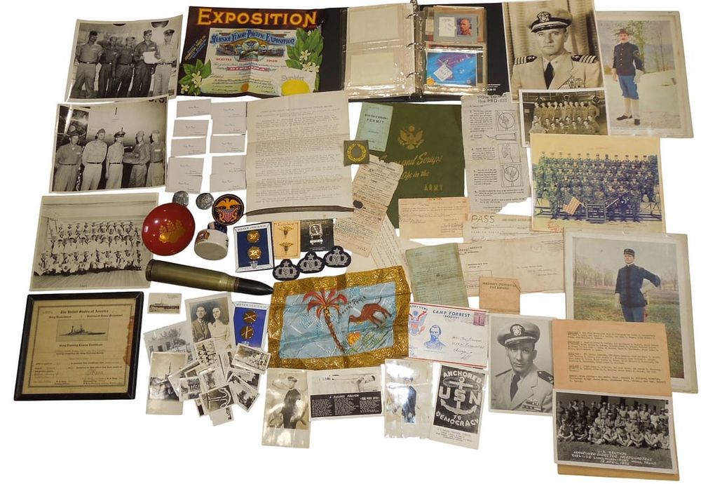 Lot 218: WWII - Vietnam US Military Paper Ephemera Photos Pins Bonanza Lot