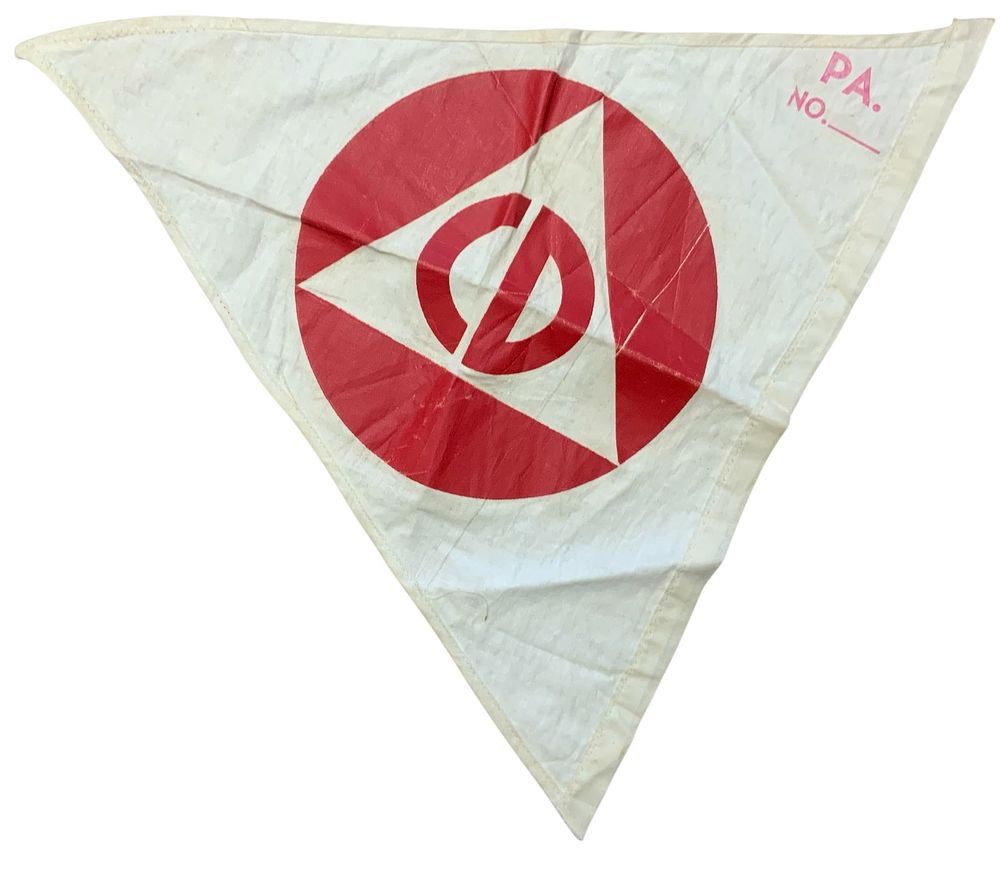 Lot 235: WWII Era Pennsylvania Civil Defense Home Front Triangular Flag