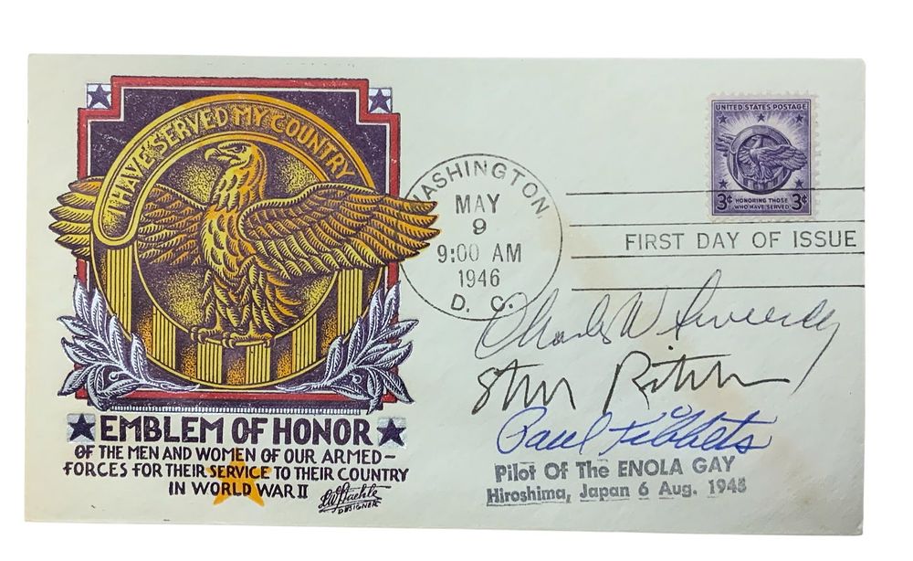 Lot 243: 1946 First Day Signed Cover FDC Charles Sweeney Steve Ritchie Paul Tibbets