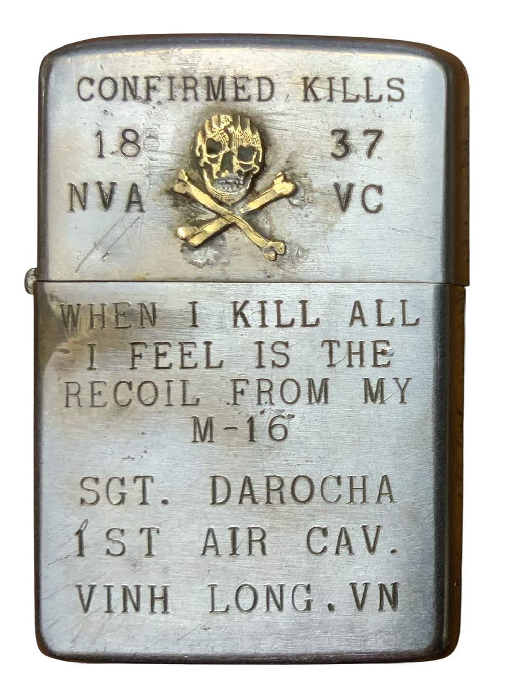Lot 269: Vietnam Era Named 1971 Zippo Lighter 1st Air Cavalry Division Confirmed Kills