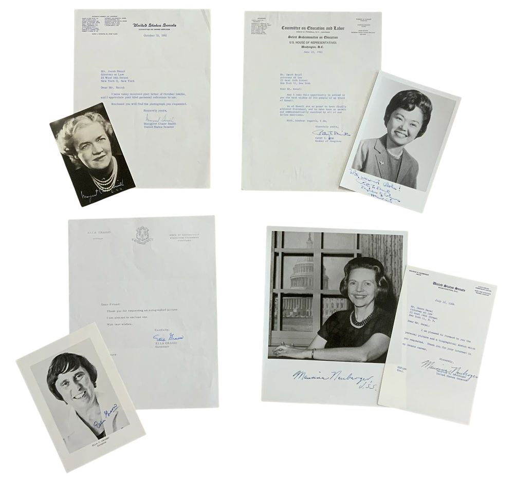 Lot 275: 1960s Senate / House / State Female Representatives Signed Letters / Photos Lot
