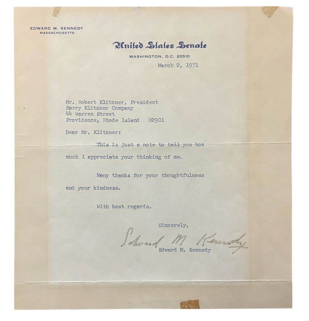 Lot 280: 1971 Massachusetts Senator Edward M. Kennedy Signed Letter