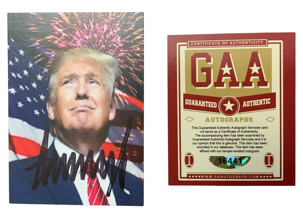 Lot 282: 45th President Donald Trump Signed ACEO PASTEL ART Card