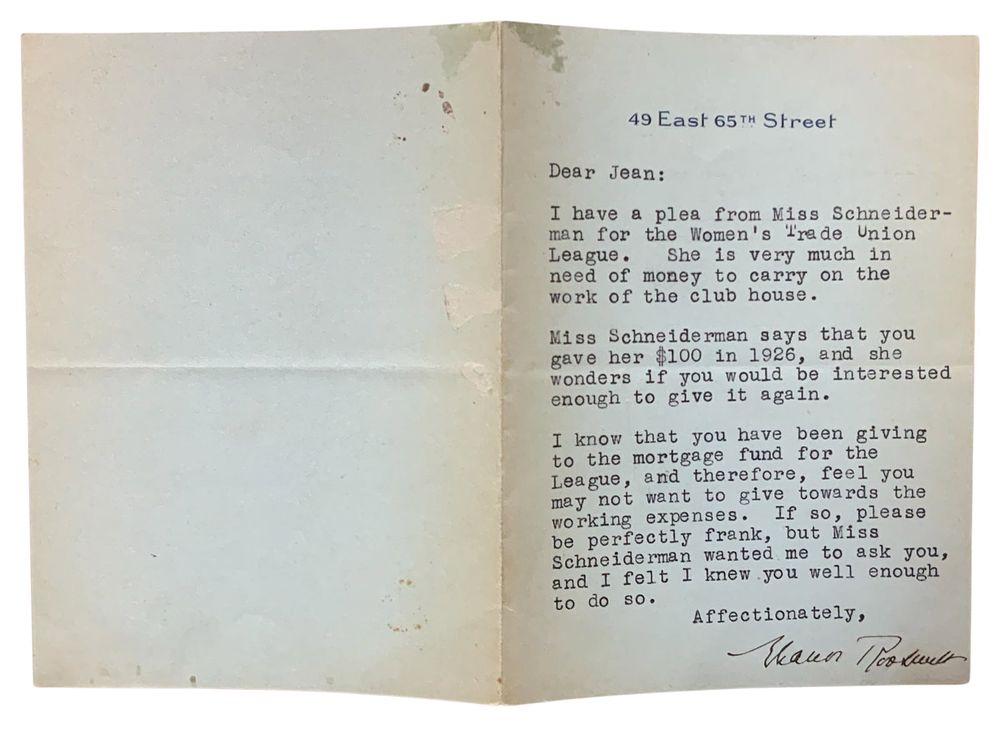 Lot 284: First Lady Eleanor Roosevelt Signed letter