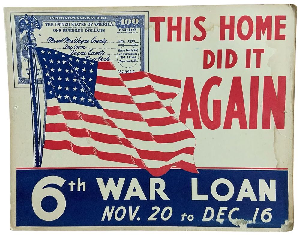Lot 289: WWII Home Front 6th War Loan Card Board Poster