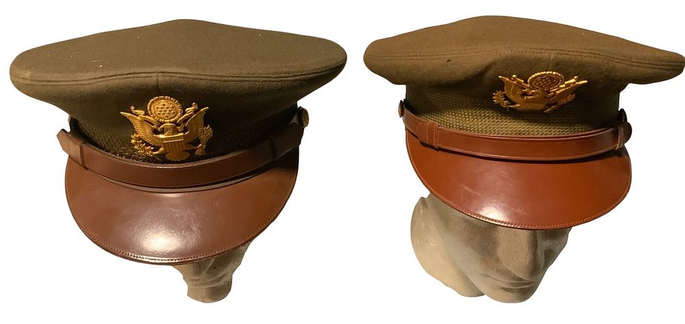 Lot 293: WWII Era Army Officer Visor Caps LOT (2) Bancroft & Nudelman