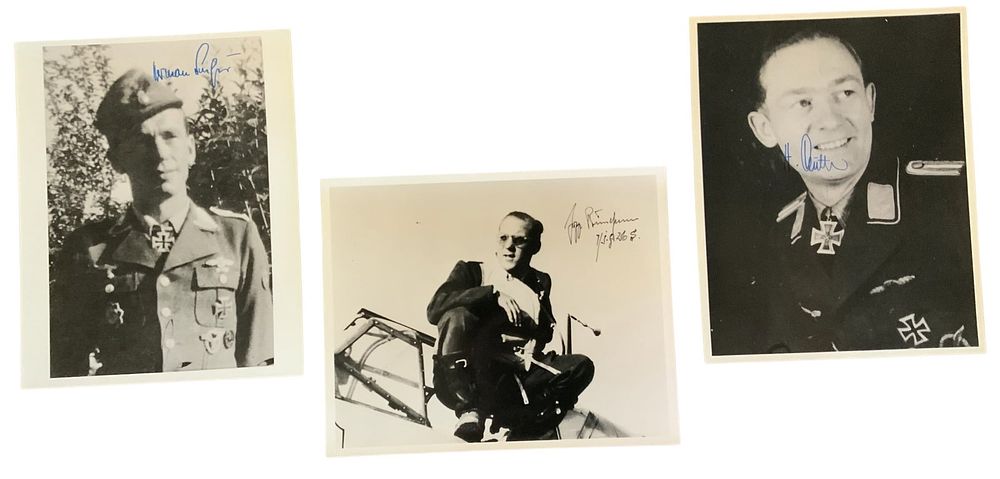 Lot 320: WWII German Knights Cross Recipients Buchner, Lutter, Burschgens Signed Photos Luftwaffe
