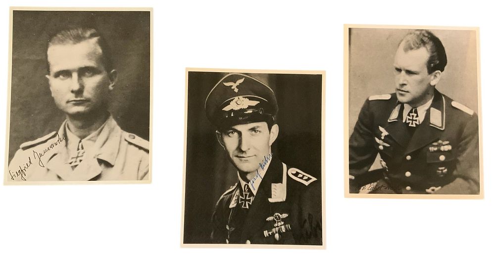 Lot 324: WWII German Knights Cross Recipients Jamrowski, Eichel-Streiber & Huber Signed Photos