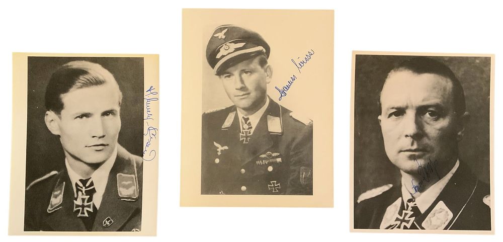 Lot 327: WWII German Knights Cross Recipients Ewald, Reuss & Wiese Signed Auto Photos