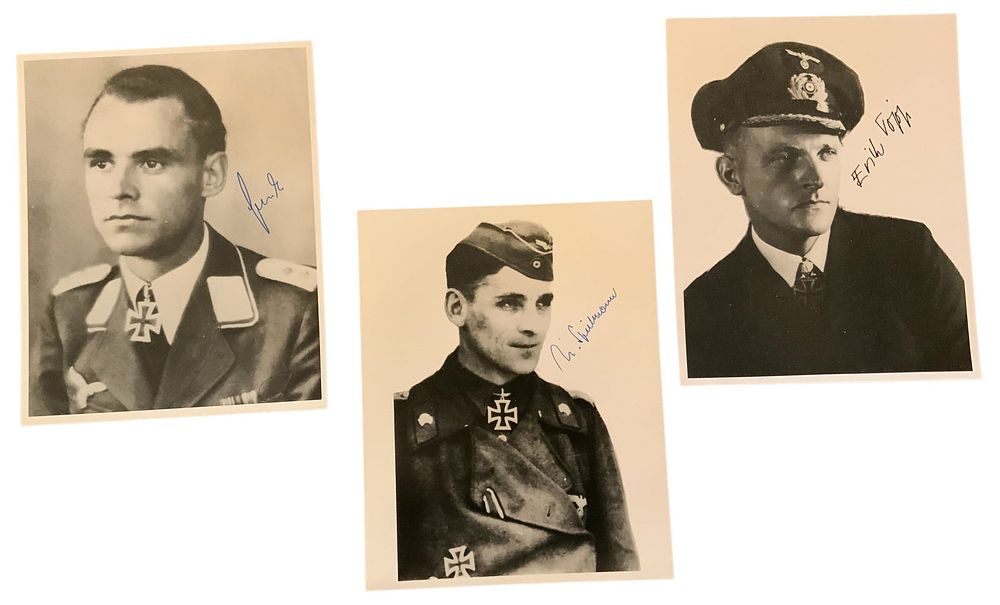 Lot 328: WWII German Knights Cross Recipients Topp, Stronk & Spielmann Signed Auto Photos