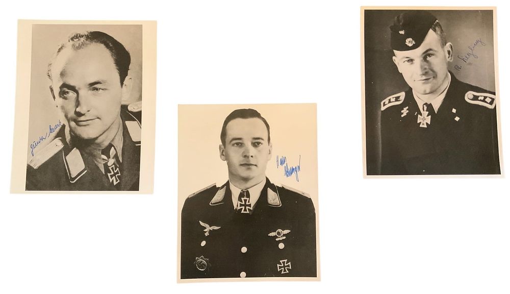 Lot 329: WWII German Knights Cross Recipients Siegling, Sehringer, Schack Signed Auto Photos