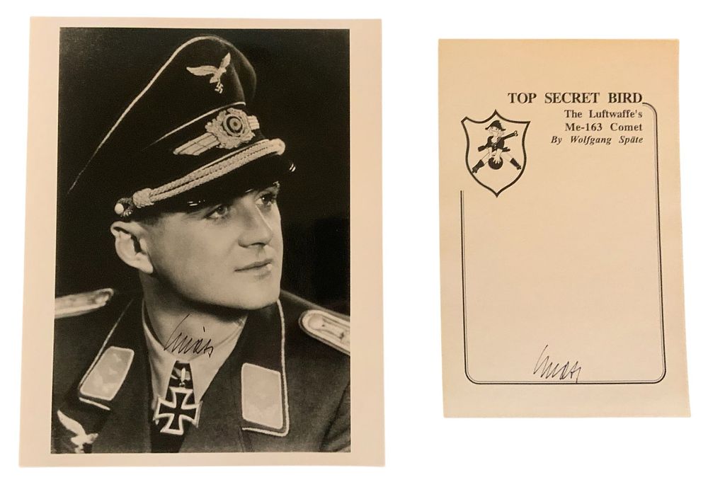 Lot 330: WWII German Knights Cross Recipient Wolfgang Spate Signed Photo & Bookplate