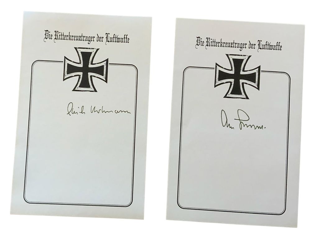 Lot 333: WWII German Knights Cross Recipients Hartmann & Galland Signed Book Plate