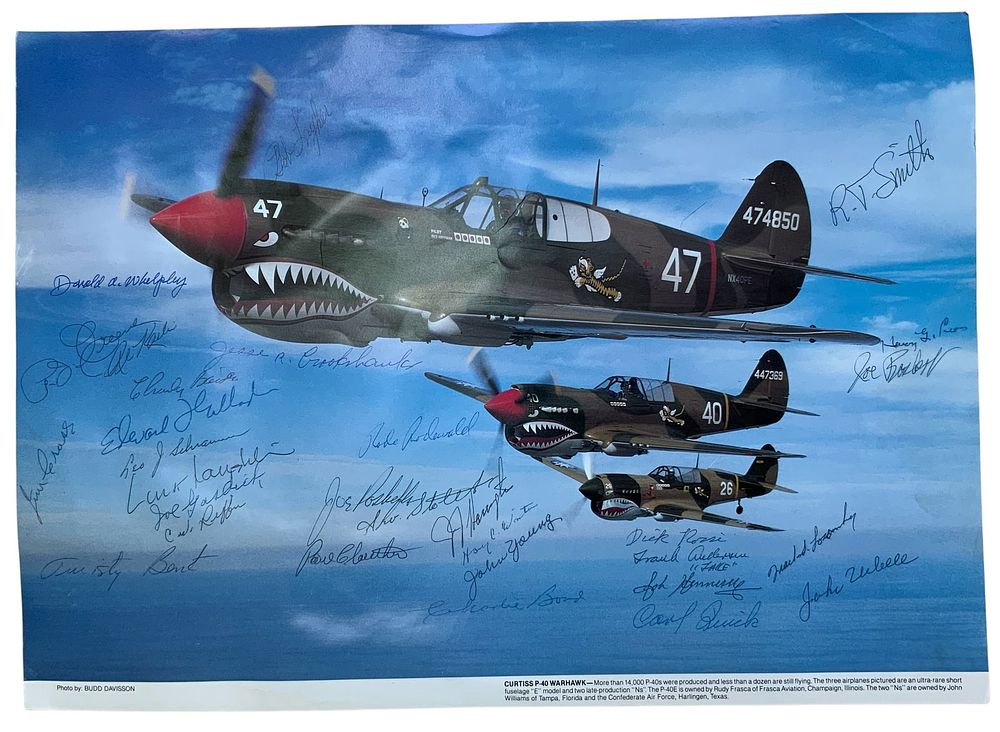 Lot 337: WWII US Air Force AVG Flying Tigers 30 Aviators & Flying Aces Signed Print #2