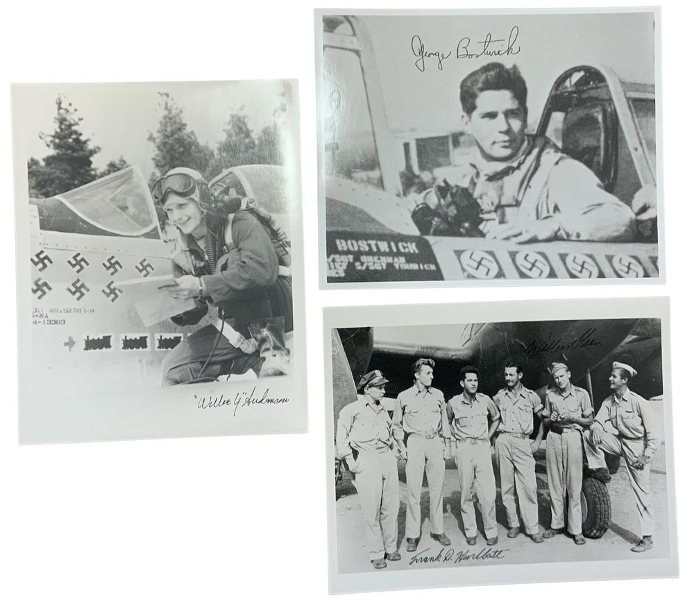 Lot 339: WWII US Fighter Aces Willie Anderson, Sloan / Hurlbut, Bostwick 56th FG Signed Photos