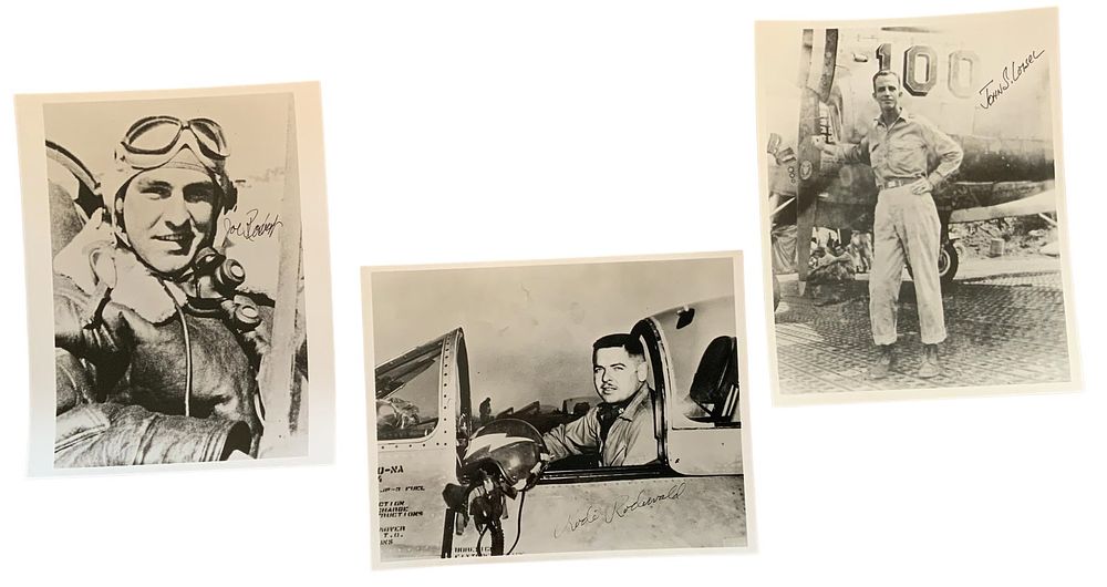 Lot 348: WWII US Fighter Aces Rosbert, Rodewald Flying Tigers & Loisel Signed Photos