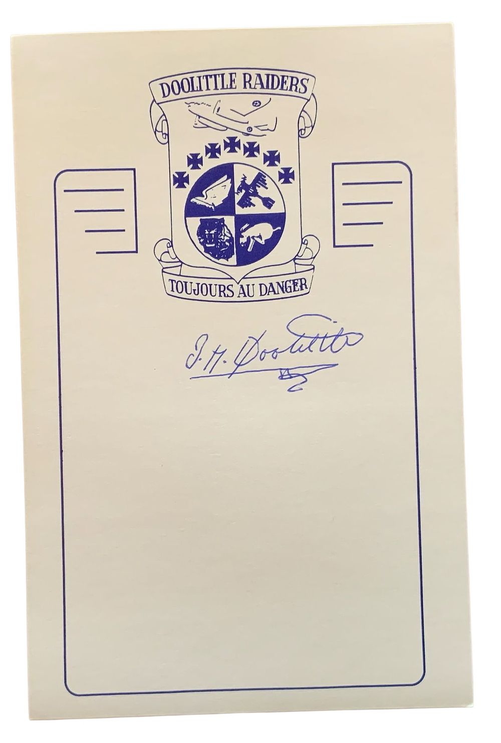 Lot 354: WWII USAF General Jimmy Doolittle Medal Of Honor MOH Signed Book Plate
