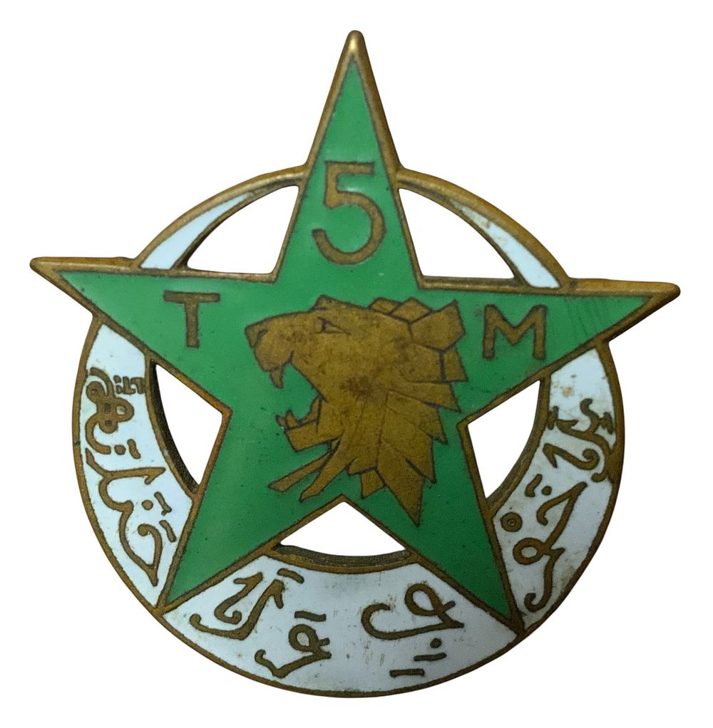 Lot 364: Post-WWII French 5th Moroccan Tirailleurs Regiment Military Insignia Badge
