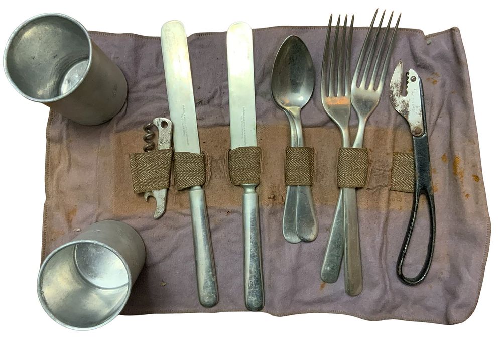 Lot 371: Early 1900s Civilian Flatware Cutlery Roll Set Simeon & George Rogers Company