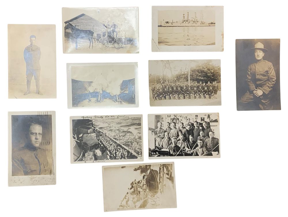 Lot 381: WWI Era Real Picture Postcards RPPC Lot (10) #1 Army, Navy Landing, Soldiers