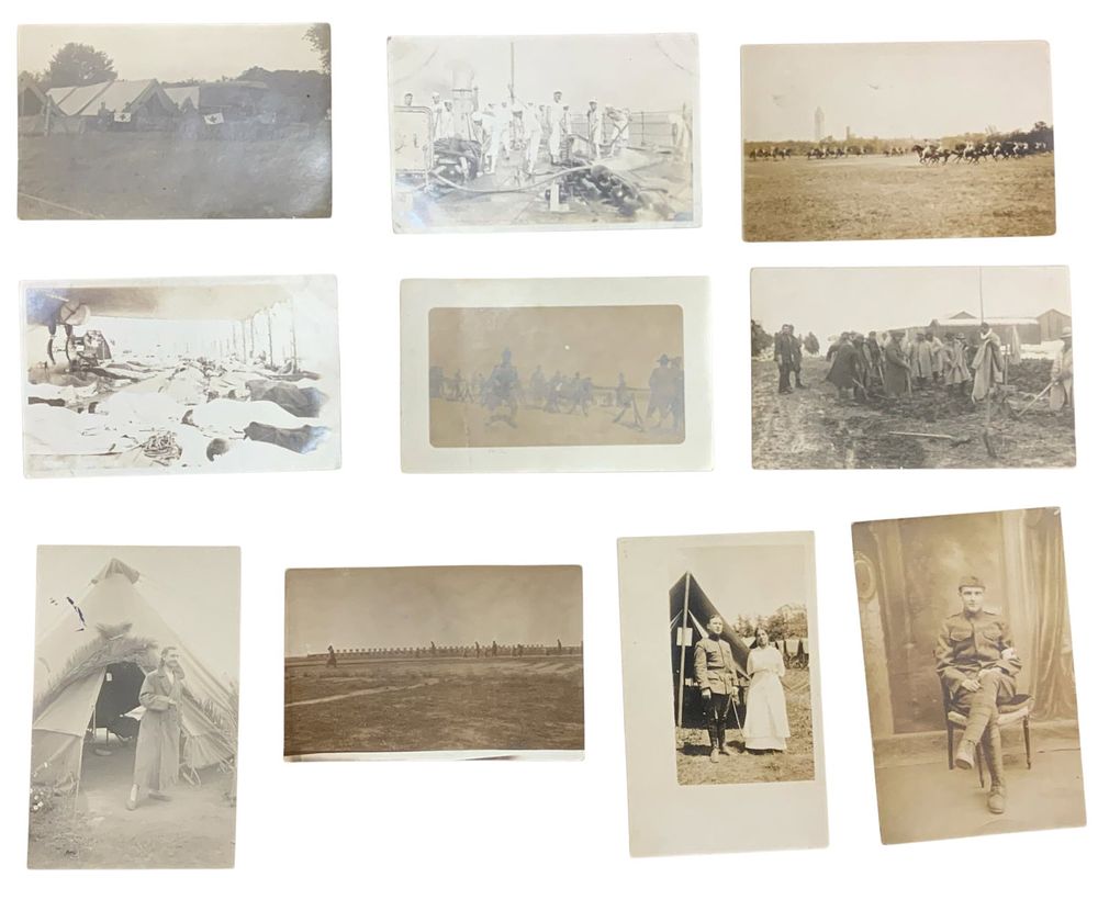 Lot 384: WWI Era Real Picture Postcards RPPC Lot (10) #4 Navy, USS Arizona, Red Cross, Army Soldiers