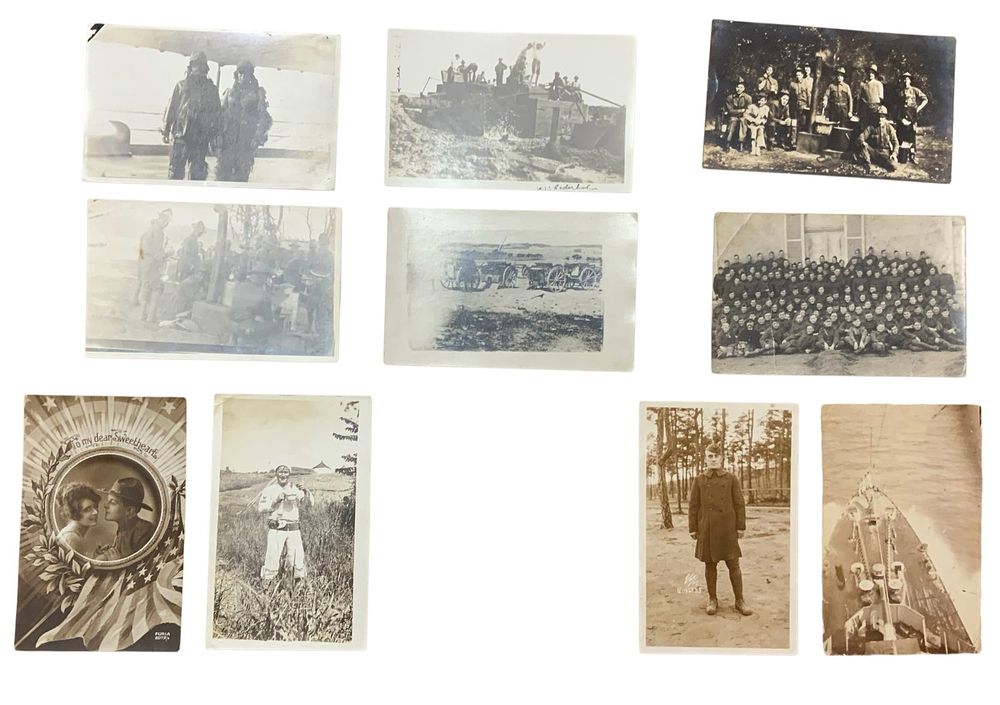 Lot 385: WWI Era Real Picture Postcards RPPC Lot (10) #5 Army Soldiers, Navy, Ammunition Dump