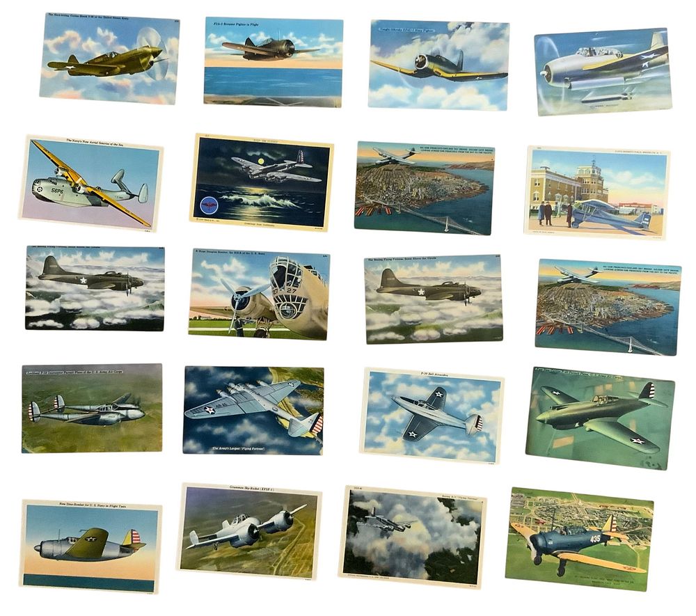 Lot 386: WWII Era Army Air Corps & Navy Aircraft Fighters / Bombers Postcards #6 Lot (20)