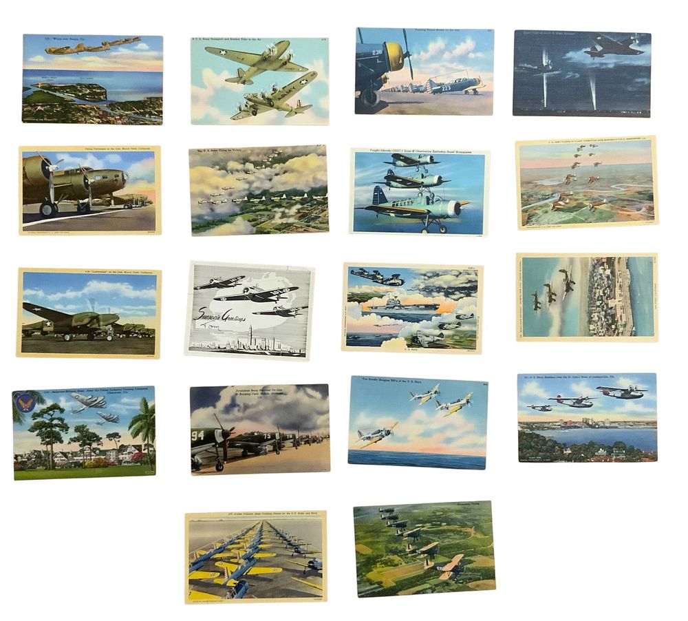 Lot 387: WWII Era Army Air Corps & Navy Aircraft Formation Fighters / Bombers Postcards #7 Lot (18)