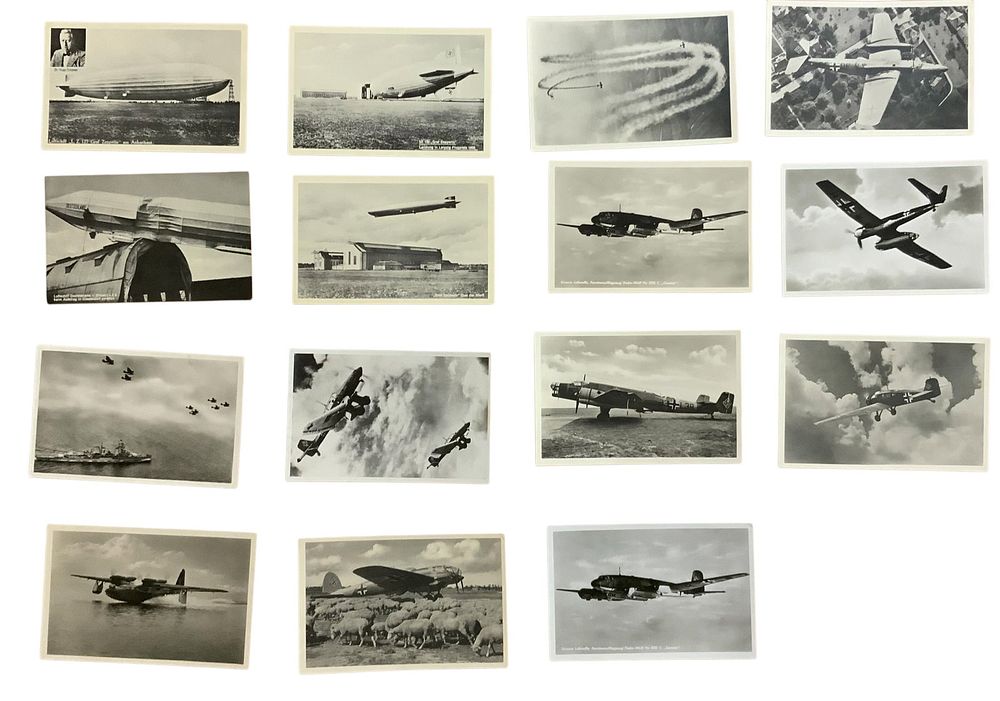 Lot 388: WWII Era German Bomber / Fighter Planes, Zeppelin Postcards #8 Lot (15)