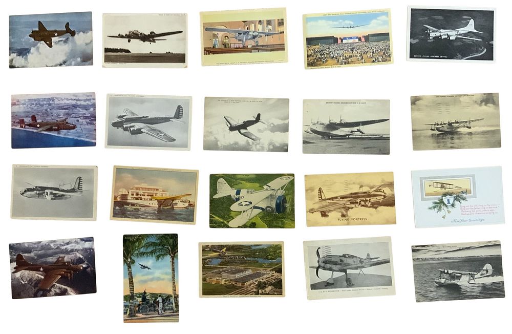 Lot 392: WWII Era Army Air Corps & Navy Bombers / Fighters Aircrafts Postcards #12 Lot (20)