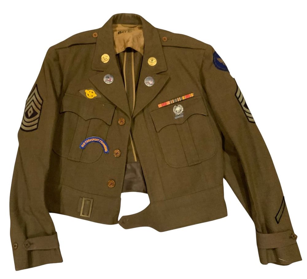 Lot 397: WWII Era Army Air Corp Air Transport Command ATC 1st Sergeant Ike Jacket Uniform