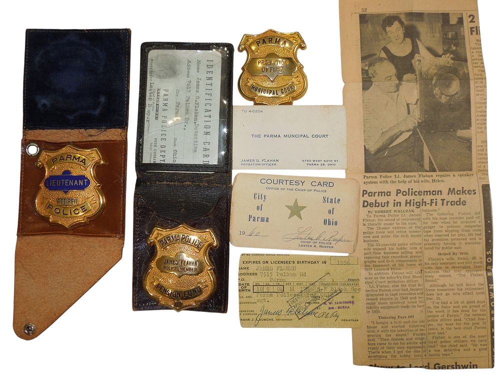 Lot 398: 1930s - 50s Parma, Ohio Police & Probation Badges Named Lot
