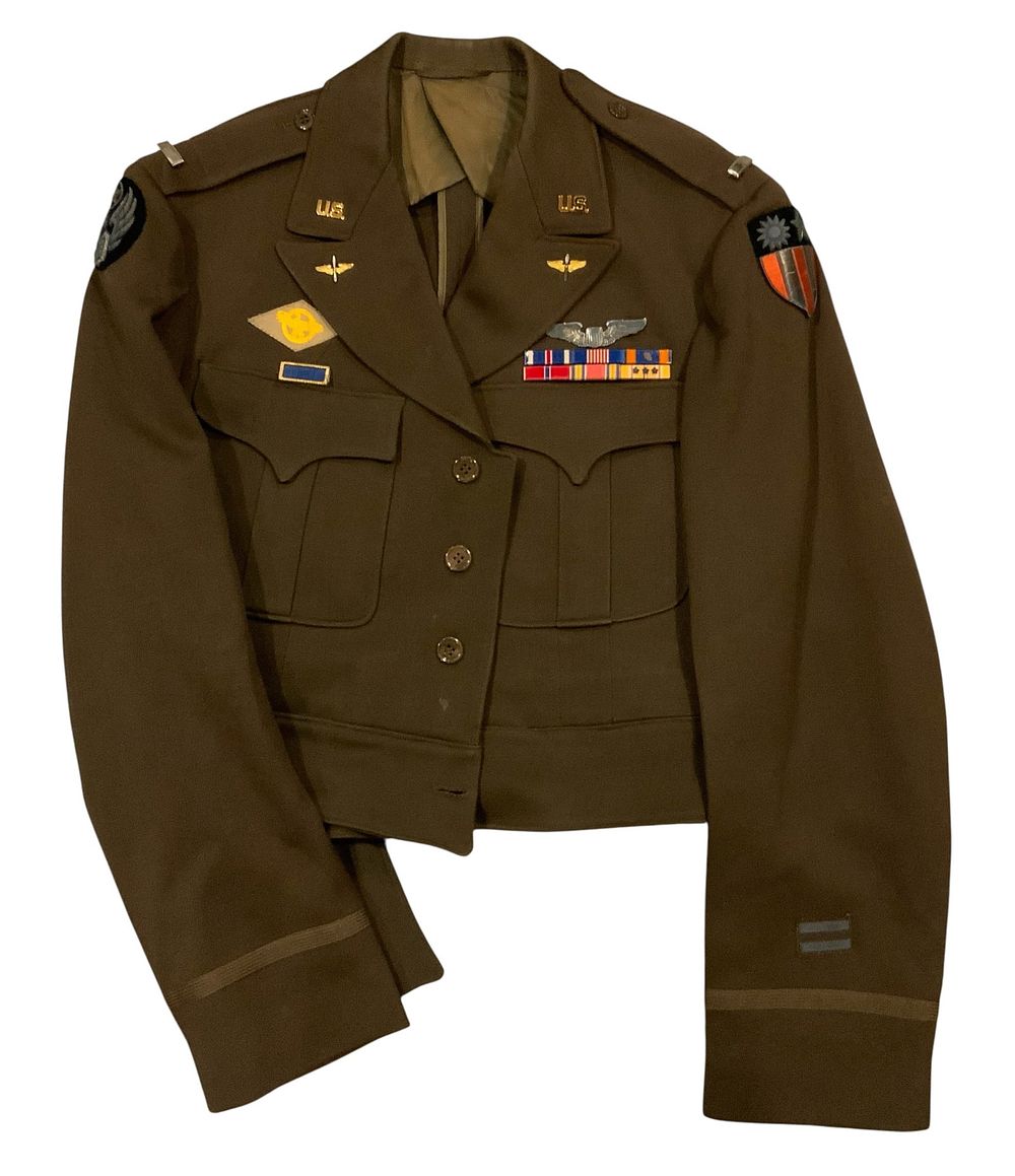 Lot 405: WWII Era 10th Air Force China Burma India CBI Ike Jacket Lt. Pilot Uniform