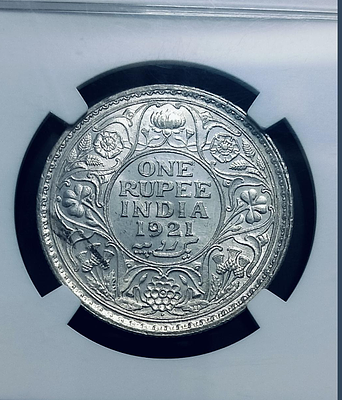 GEORGE V KING 1921 One Rupee NGC GRADED UNC DETAILS
