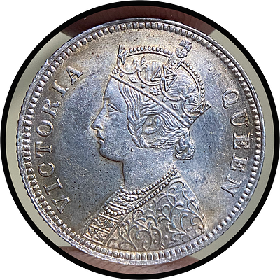 Victoria Queen 1862 Calcutta mint, 1/4 Rupee, UNC