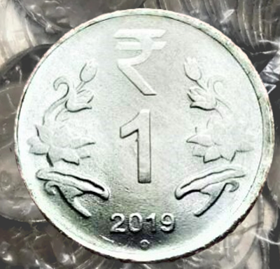 Extremely Rare 1 Rupee RBI Seal 100 Coin Pouch 2019 Noida Mint Top Luster Dot Mark Definitive 