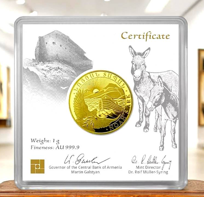 Armenia Gold Coin Year 2023 Armenian Noahs Ark 1 Gram Gold Coin Pure 9999