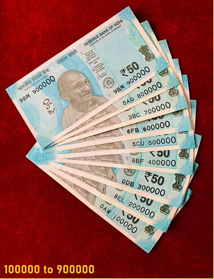 Rs 50 India Banknote Solid Fancy Set 100000 to 900000 GEM UNC UNIQUE COLLECTION SUPER