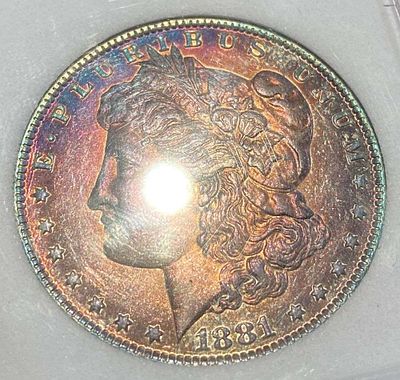 Monster Color 1881-O Morgan Silver Dollar MS63+. IMPORTANT NOTE: We do not agree with the grade 