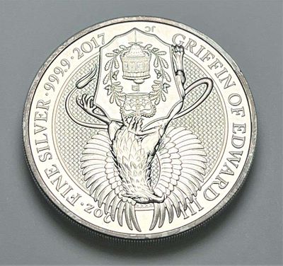 2017 Queen's Beasts Griffin Of Edward 2 ozt .9999 Silver. Winner shall receive the exact coin 