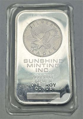 Sunshine Minting Inc. Eagle Proof 1 ozt .999 Silver Bar. Winner shall receive the exact bar 