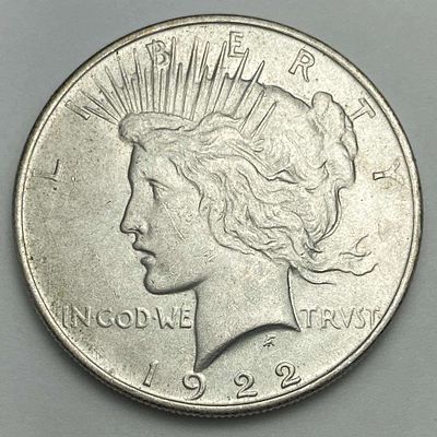 1922 Peace Silver Dollar MS63. Winner shall receive the exact coin shown here. (RR/B)