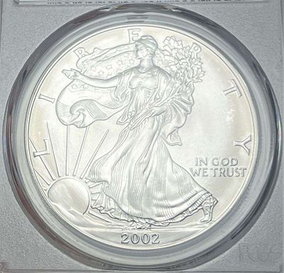 2002 American Silver Eagle PCGS MS69. Winner shall receive the exact coin shown here. (BD/EB)