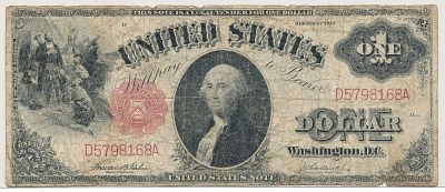 1917 United States Of America Red Seal Sawhorse $1 Note VG. Winner shall receive the exact note 