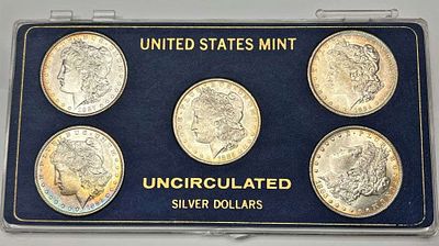 1883-1887-O United States Mint Morgan Silver Dollar Set (5-coins). Winner shall receive the 