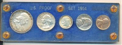 1954 United States Proof Set (5-coins). Winner shall receive the exact set (5-coins) shown here. 