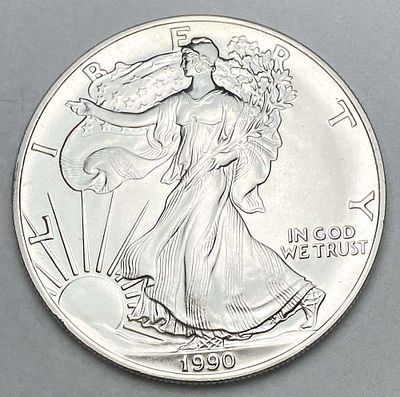 1990 American Silver Eagle. Winner shall receive the exact coin shown here. (RR/B)
